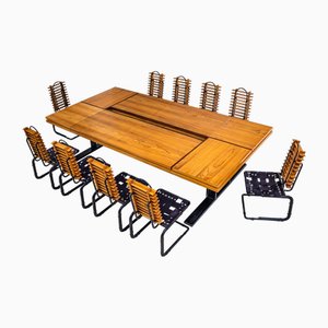 Conference Table with Chairs, Rome, Italy, 1960s, Set of 11