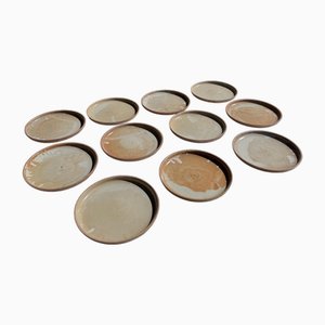 Beige Stoneware Plates, Set of 11