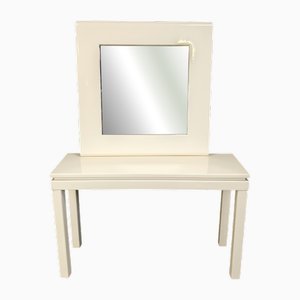 Table Console Vintage en Laque avec Miroir par Jean Claude Mahey, 1980s, Set de 2