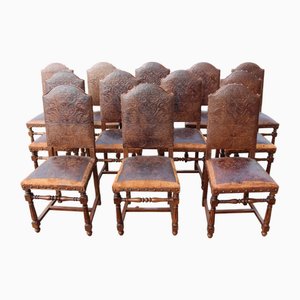 Cordoba Leather Chairs, 19th Century, Set of 12