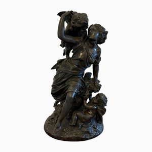 Scultura L'amour Maternel in bronzo di Auguste Moreau, 1890