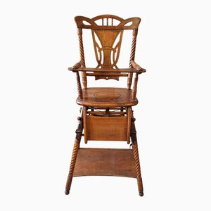 Antiker deutscher Jugendstil Kinderhochstuhl aus Buchenholz, 1890er