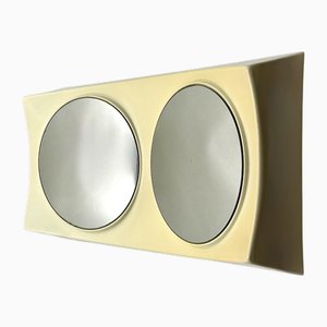 Italienischer Space Age UFO Wandspiegel aus Elfenbeinfarbenem Kunststoff, 1970er