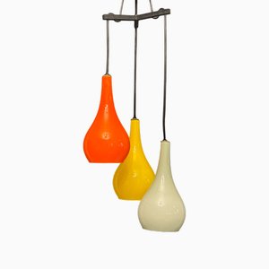 Moderne Italienische Mid-Century Hängelampe mit Glasschirmen von Stilux Milano, 1960er