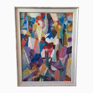 Hans Düne, Bouquet of Flowers, 1960, Oil on Cardboard, Framed