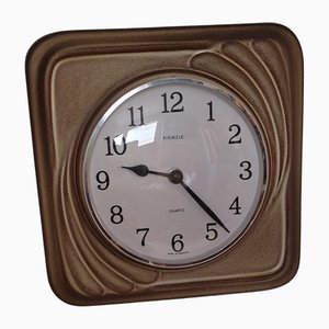 Vintage German Wall Clock with Beige-Brown Ceramic Case from Kienzle, 1970s
