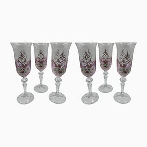 Vintage Crystal Champagne Glasses, 1940s, Set of 6