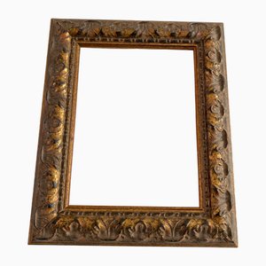 Cornice Rettangolare in Legno Dorato Foglia Oro, Italia, XIX Secolo