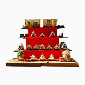 Large Hina Ningyō Emperor & Empress Complete Court Figures, 1980s, Set of 35