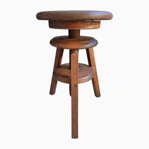 Vintage French Adjustable Stool in Beechwood, 1950s