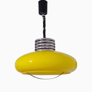 Vintage Italian Patented Pendant Lamp in Yellow, 1970s