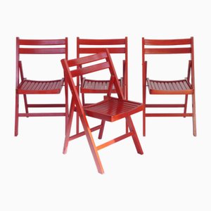 Mid-Century Modern Klappstühle aus Holz, 1960er, 4 . Set