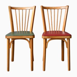 Vintage Bistro Chairs in Beech and Leatherette from Baumann, Set of 2
