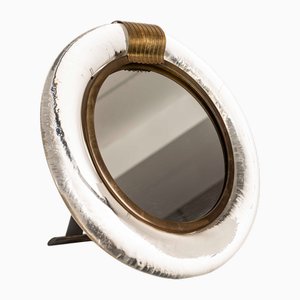 Round Murano Glass and Brass Mirror from Seguso Vetri Darte,1960s