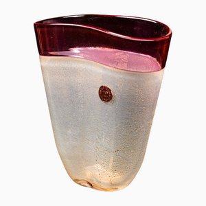 Vaso in vetro di Murano dorato e rosa di Pietro Toso, anni '50