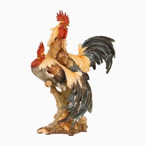 Mid-Century Modern Italian Ceramic Rooster Figurine from Anonima Castelli, 1950s