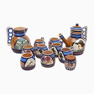 Quimper Kaffeeservice von Paul Fouillen, 1940er, 11er Set