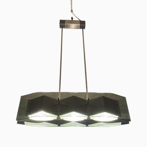 Steel and Crystal Hanging Light from Stilnovo, 1950