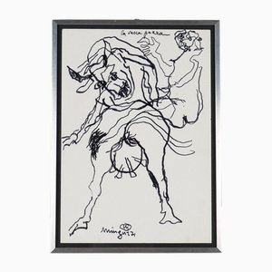 Luciano Minguzzi, Mucca pazza, Inchiostro su carta