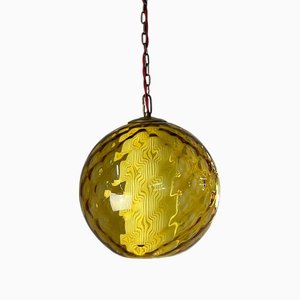 Lampada a sfera in vetro giallo con catena, Danimarca