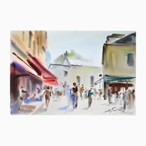 Carlo Ravagnan, Vue de Paris, Aquarelle