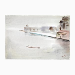 Carlo Ravagnan, View of the Lagoon in Venice, Watercolor