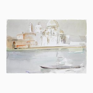 Carlo Ravagnan, View of Chiesa della Salute in Venice, Watercolor