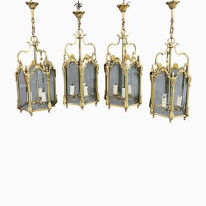 Bronze & Glas Laternen im Louis XV Stil mit 6 Seiten, 4 . Set