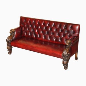 Divano Chesterfield antico vittoriano in pelle Oxblood