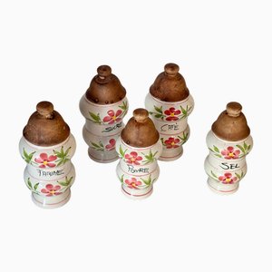 Vintage French Ceramic Kitchen Canisters, 1970s, Set of 5