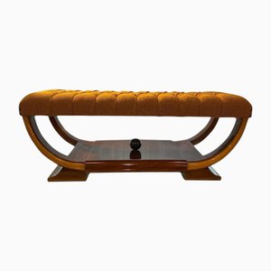 Banc Art Déco en Noyer avec Siège Capitonné Rembourré, Italie, 1940s