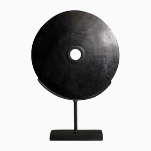Papuan Black Stone Disc Sculpture