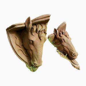 Wandregale aus Gusseisen mit Pferdekopf, 1920er, 2er Set