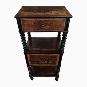 Table d'Appoint Antique en Marqueterie de Bois Fruitier, Italie, 1890s