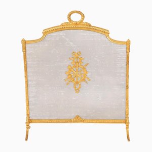 Biombo francés antiguo con antorcha llameante de bronce dorado, años 30