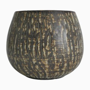 Vase Birka Rubus Mid-Century en Grès Marron par Gunnar Nylund pour Rörstrand, 1960s