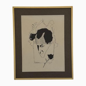 Serge Czerefkov, Karikatur von André Salmon, Sandstein, gerahmt