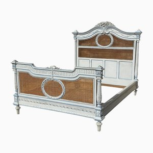 Louis XVI Style Lacquered Bed and Bedside Tables, Set of 3