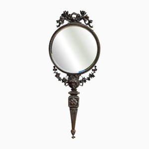Espejo de mano de bronce bañado en plata de F. Barbedienne