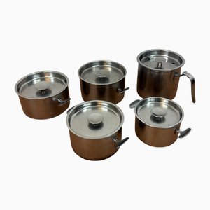 Gero Zilmeta Stainless Steel Cookware by Dick Simonis, 1950s, Set of 5