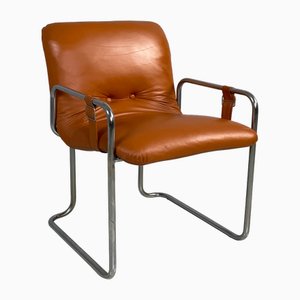 Italian Modern Brown Leather Chair by Guido Faleschini, 1970s