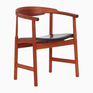 Modell PP208 Schreibtischstuhl aus Mahagoni & Schwarzem Leder von Hans J. Wegner für PP Møbler, 1970er