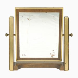 Italian Wood & Brass Table Mirror, 1960s