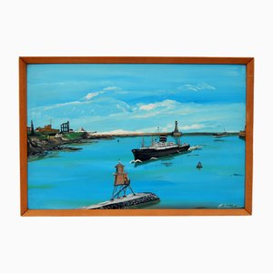 S. West, Seascape, 1971, Oil on Board, Framed
