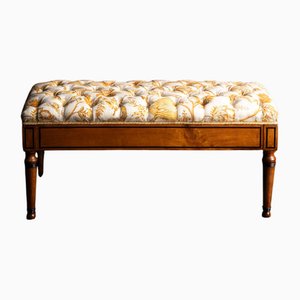 Ottoman in Walnut with French Fabric