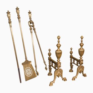 Antique English Victorian Fireplace Tools, 1870s, Set of 5