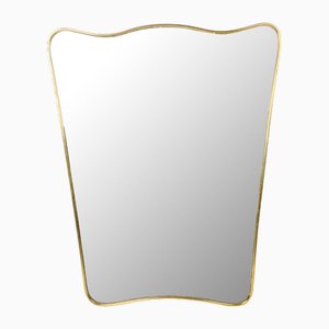 Italienischer Mid-Century Wandspiegel aus Messing & Verspiegeltem Glas im Stil von Gio Ponti, 1950er