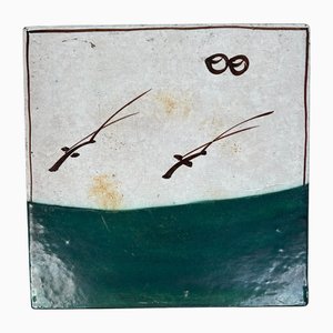 Oribe-Ware Toban Ceramic Tile, 1920s