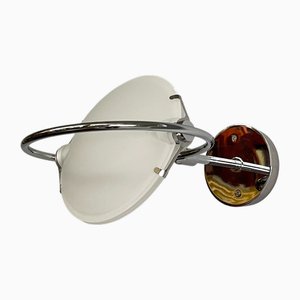 Lámpara de pared Nobi italiana moderna ajustable de vidrio satinado y metal cromado de Fontana Arte, años 90
