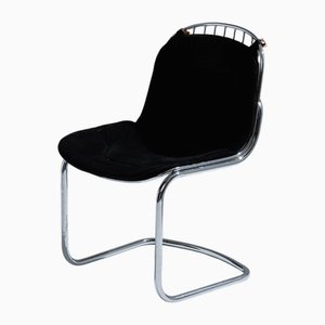 Black Velvet Chair from Gastone Rinaldi, 1970s
